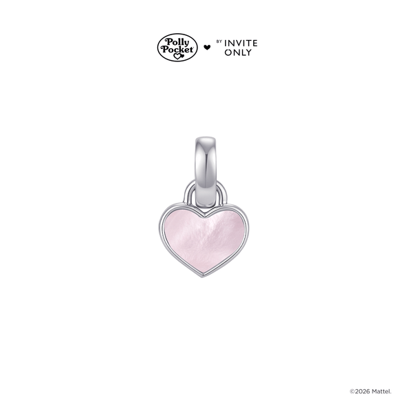 Silver Polly Pocket Reversible Heart Charm