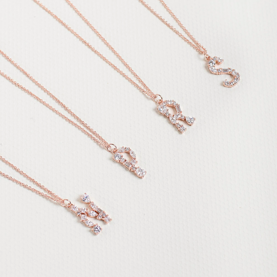 Rose Gold Initial Cubic Necklace