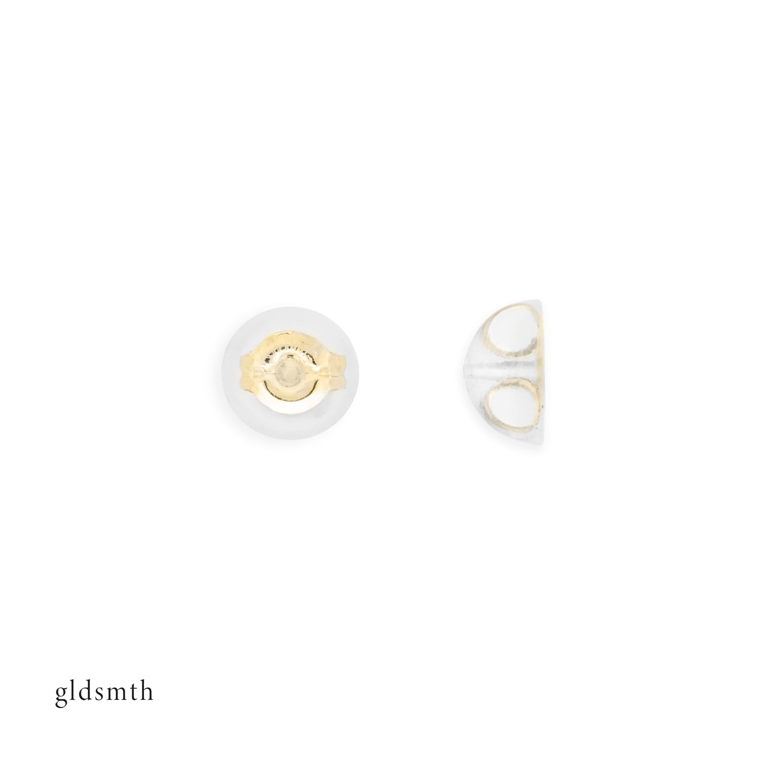 Single 10k solid yellow gold earring backing encased in silicone