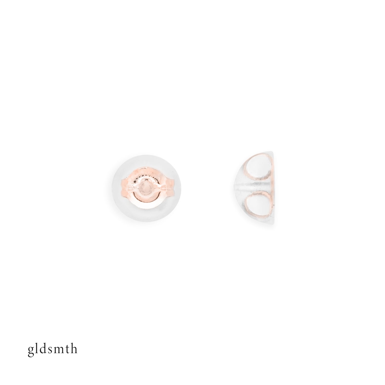 Single 10k solid rose gold earring backing encased in silicone