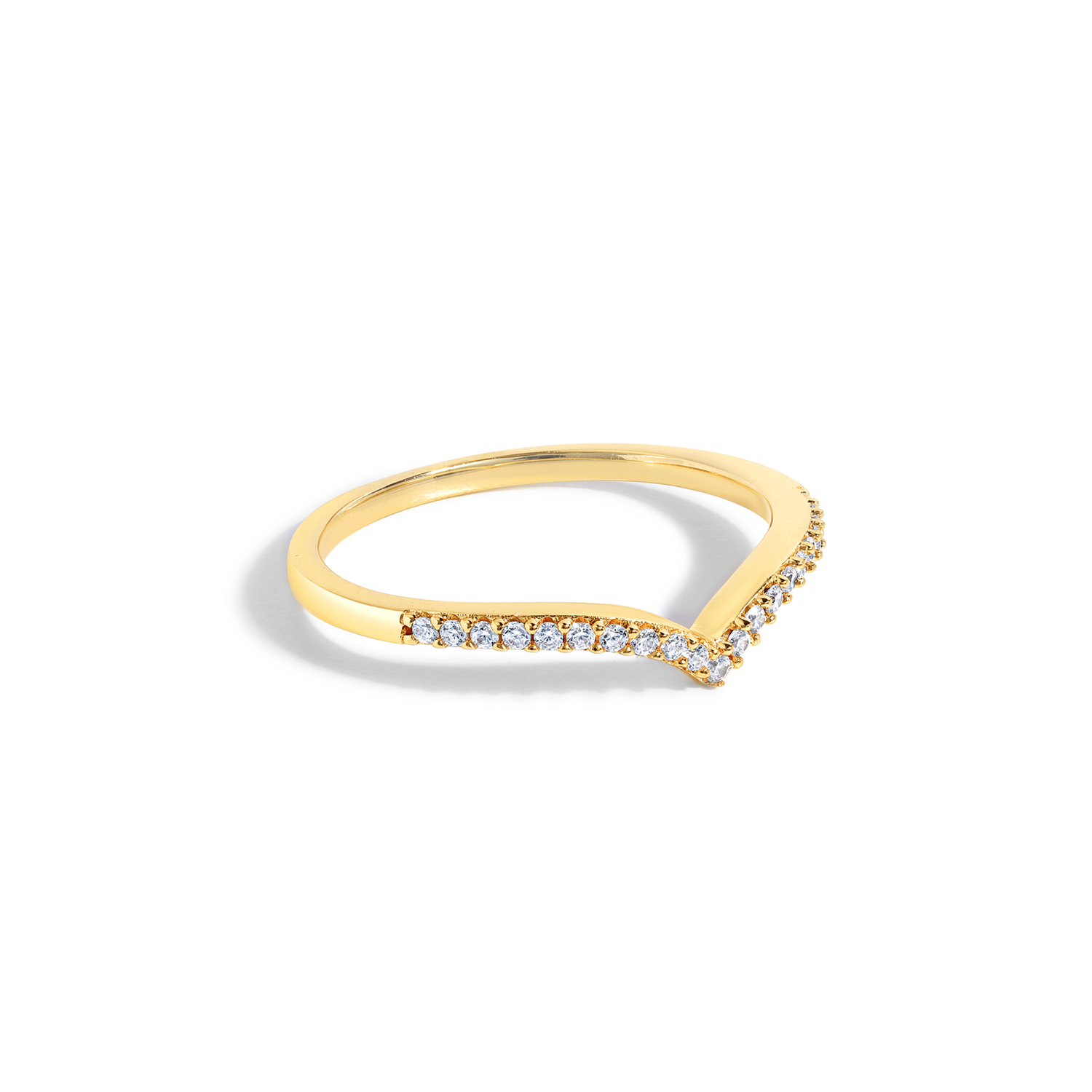 Image 283: Elegant and classy double ring set with cubic zirconia in gold.