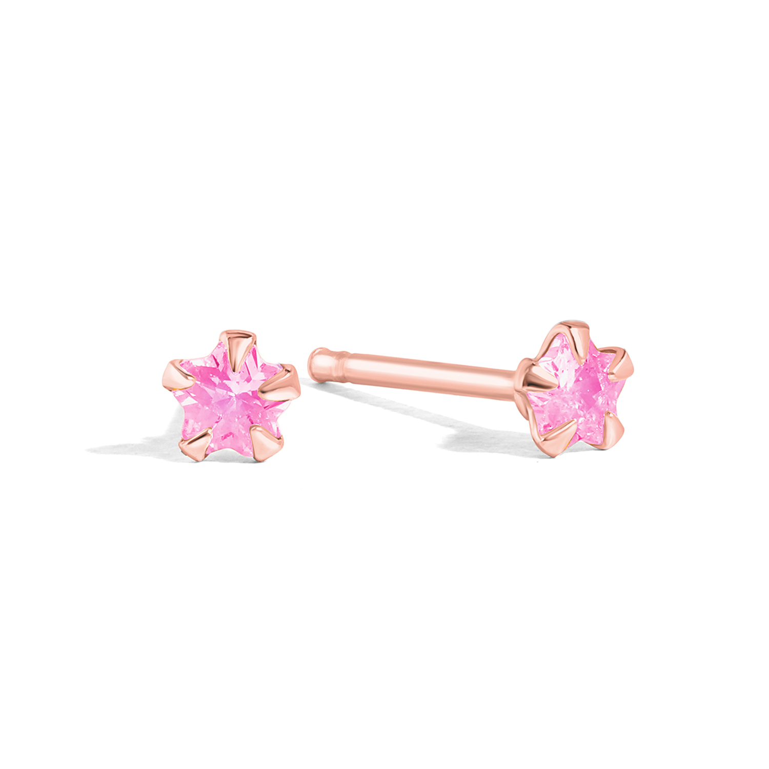 Simple, everyday earrings. Rose gold studs set in cubic zirconia stones.