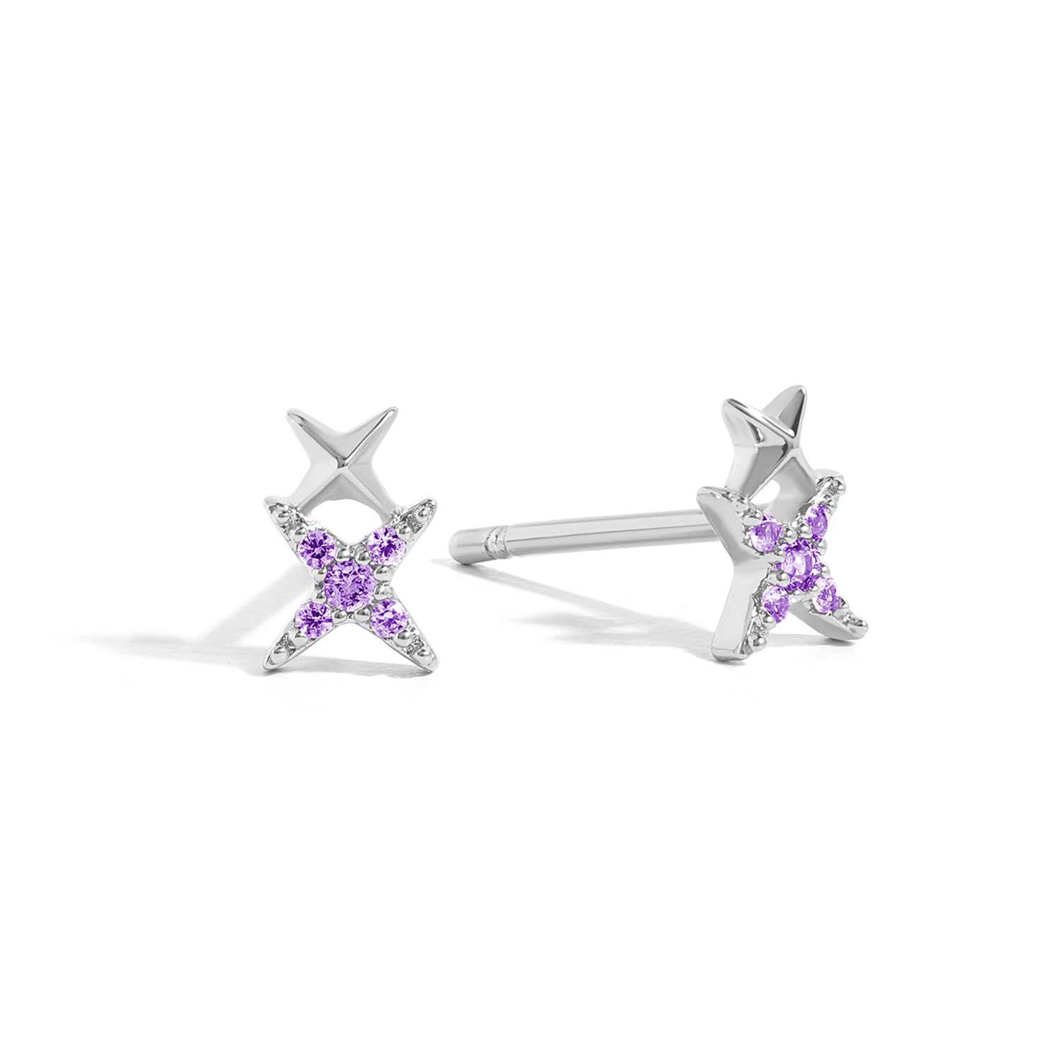 Simple and dainty earrings. 925 silver studs set with cubic zirconia stones.