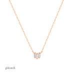 Elegant and fine necklace. Handcrafted 14k solid rose gold necklace with white topazes