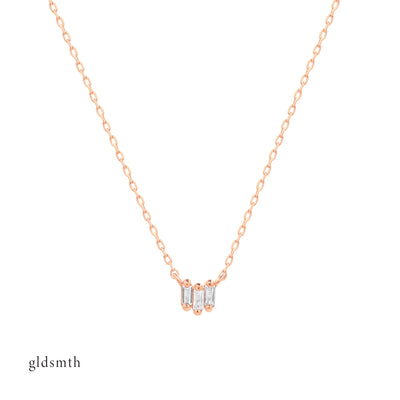 Elegant and fine necklace. Handcrafted 14k solid rose gold necklace with white topazes