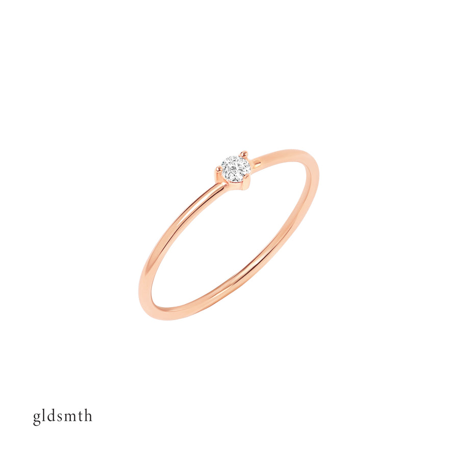 Classic and luxurious ring. Handcrafted 14k solid rose gold ring with conflict free diamond