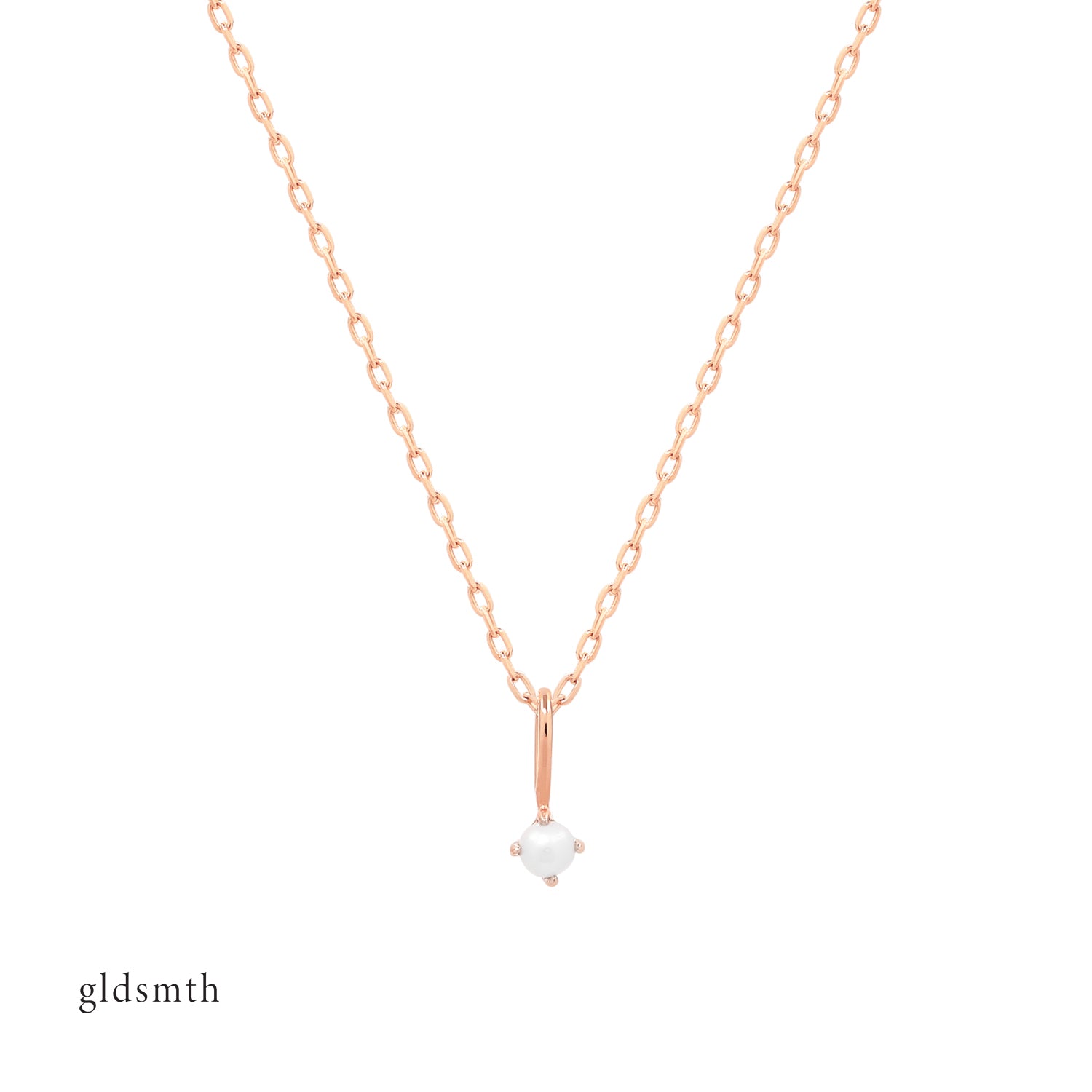 Elegant and dainty necklace. Handcrafted 14k solid rose gold necklace with white pearl