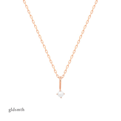 Elegant and dainty necklace. Handcrafted 14k solid rose gold necklace with white pearl