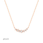 Luxurious and fine necklace. Handcrafted 14k solid rose gold necklace with white sapphires