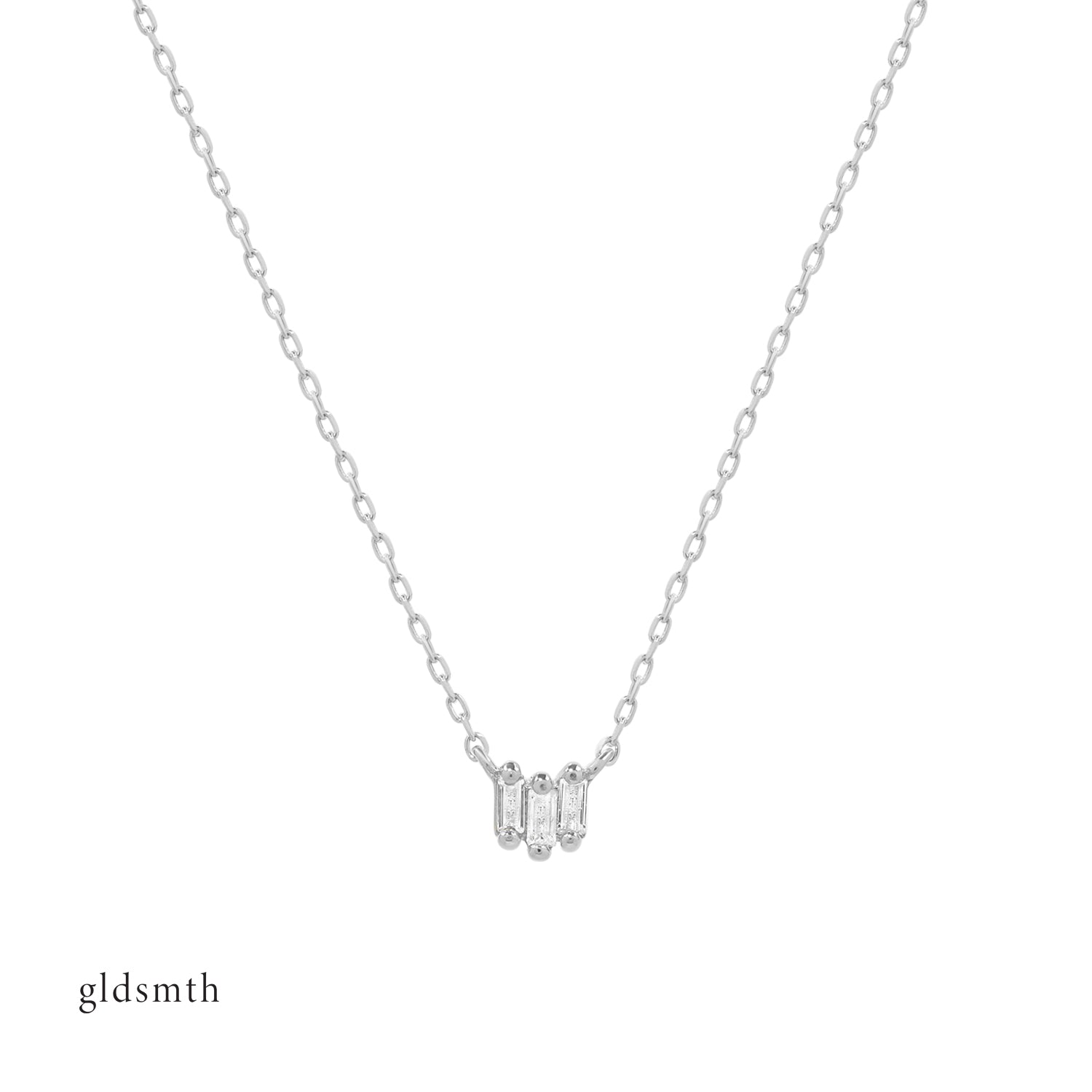 Elegant and fine necklace. Handcrafted 14k solid white gold necklace with white topazes