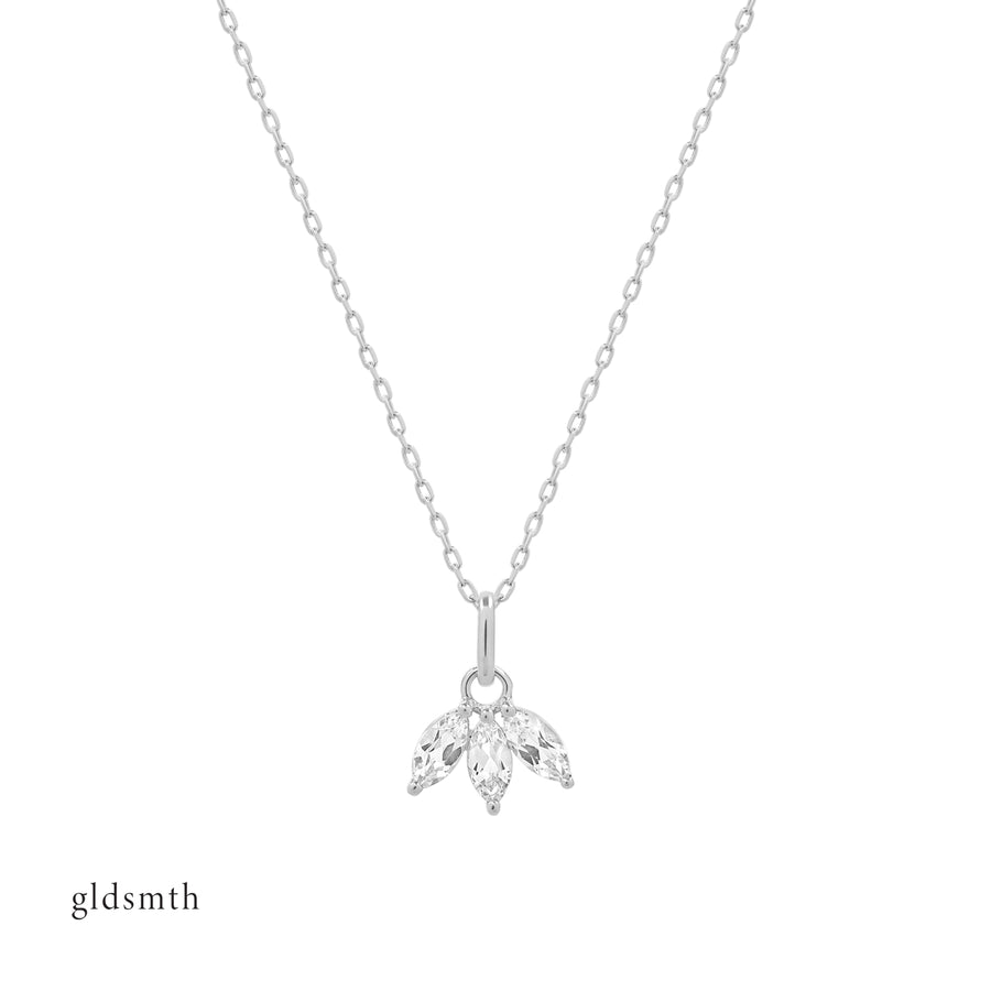 Elegant and luxurious necklace. Handcrafted 14k solid white gold necklace with white topazes