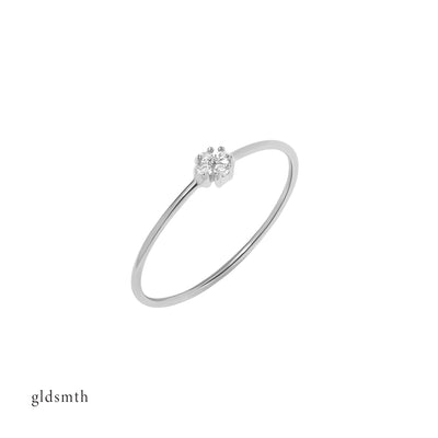 Elegant and fine ring. Handcrafted 14k solid white gold ring with white topazes. 