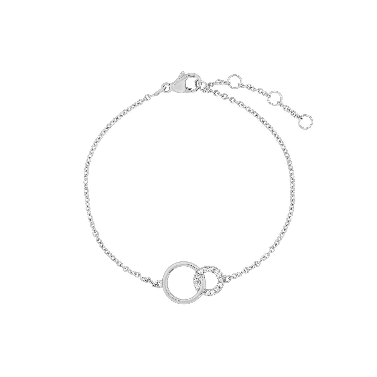 Elegant and minimalist 925 silver pendant bracelet set with cubic zirconia stones.