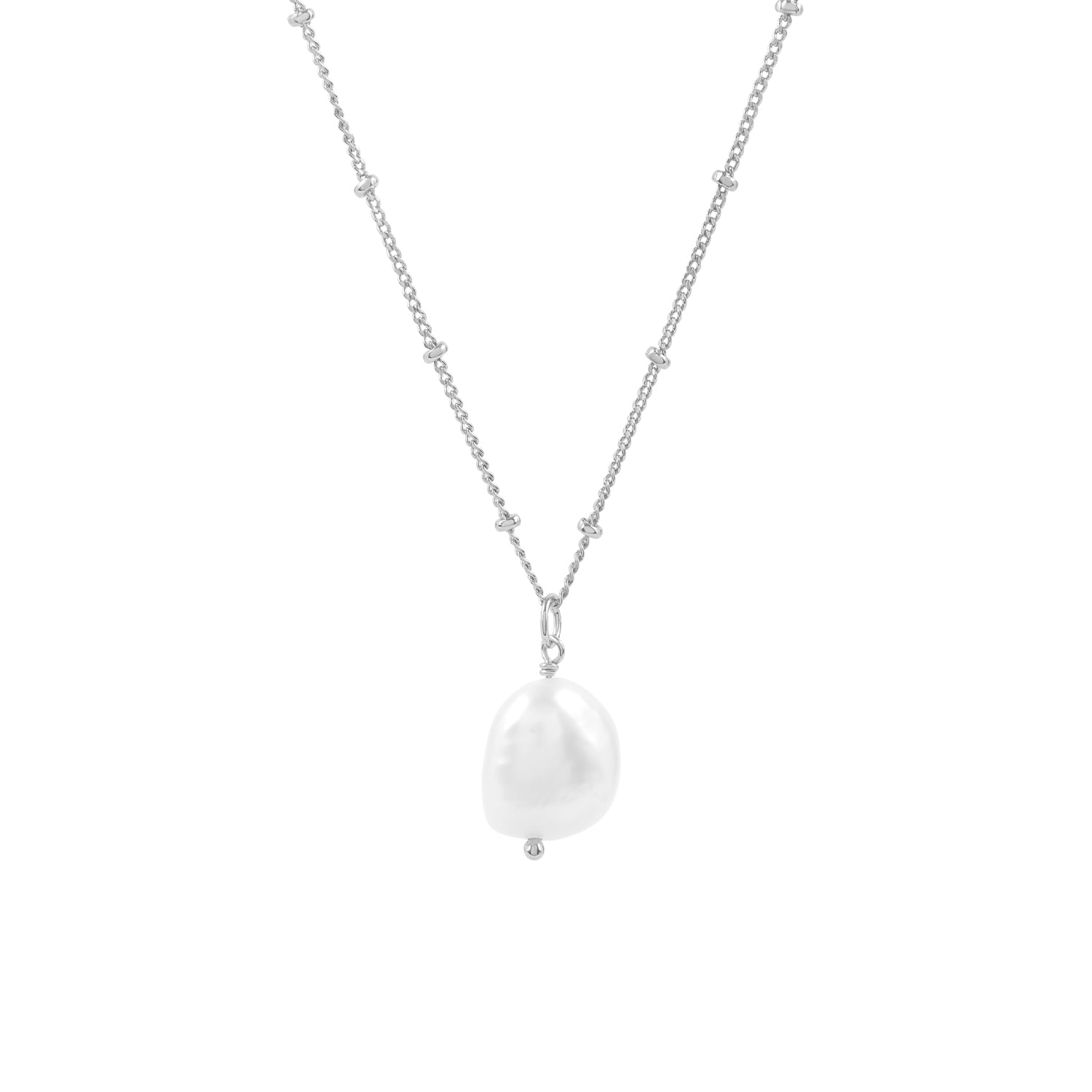 Elegant and minimalist 925 silver necklace with a pearl pendant.
