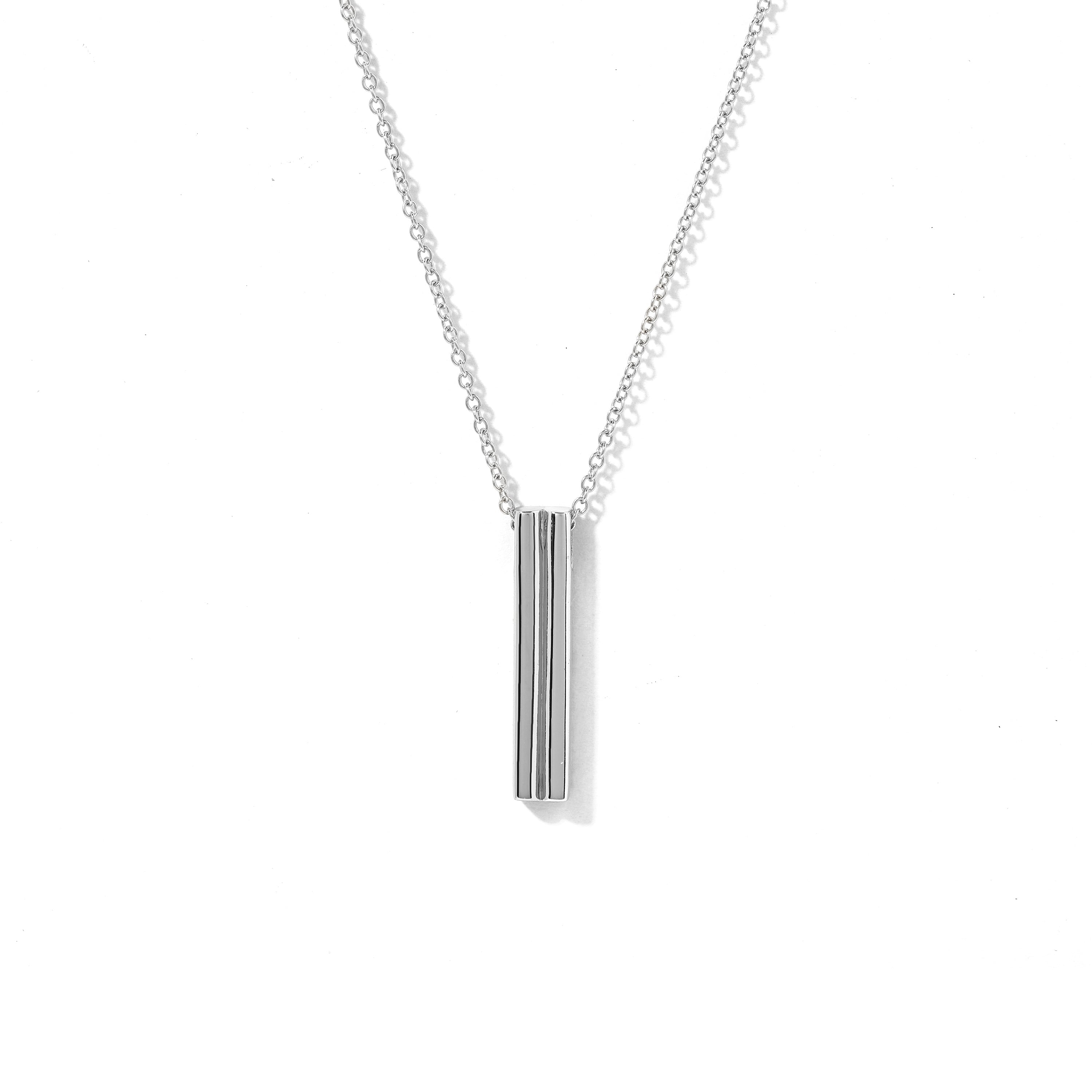 Elegant and minimalist necklace. 925 silver bar pendant necklace.