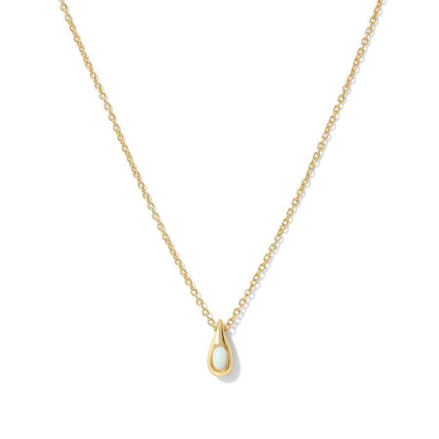 Elegant and minimalist necklace. Gold pendant necklace set with opals.