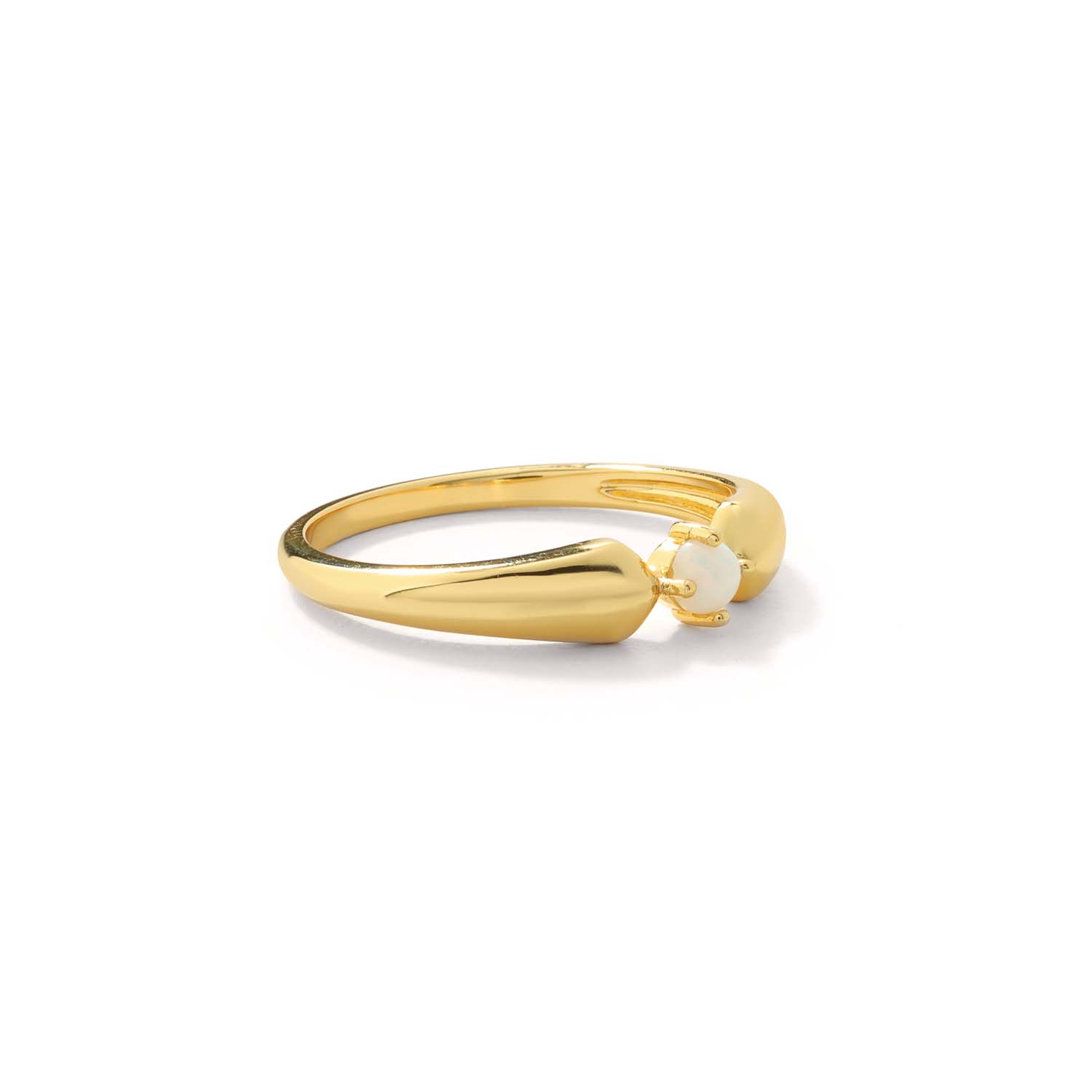 Elegant and minimalist gold ring set with opals.