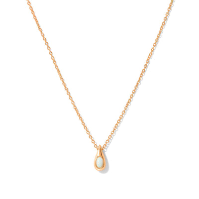 Elegant and minimalist necklace. Rose gold pendant necklace set with opals.