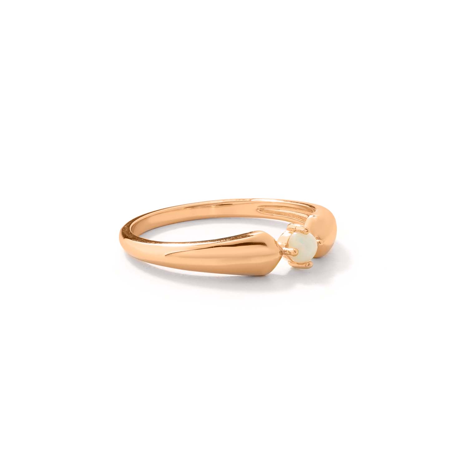 Elegant and minimalist rose gold ring set with opals.