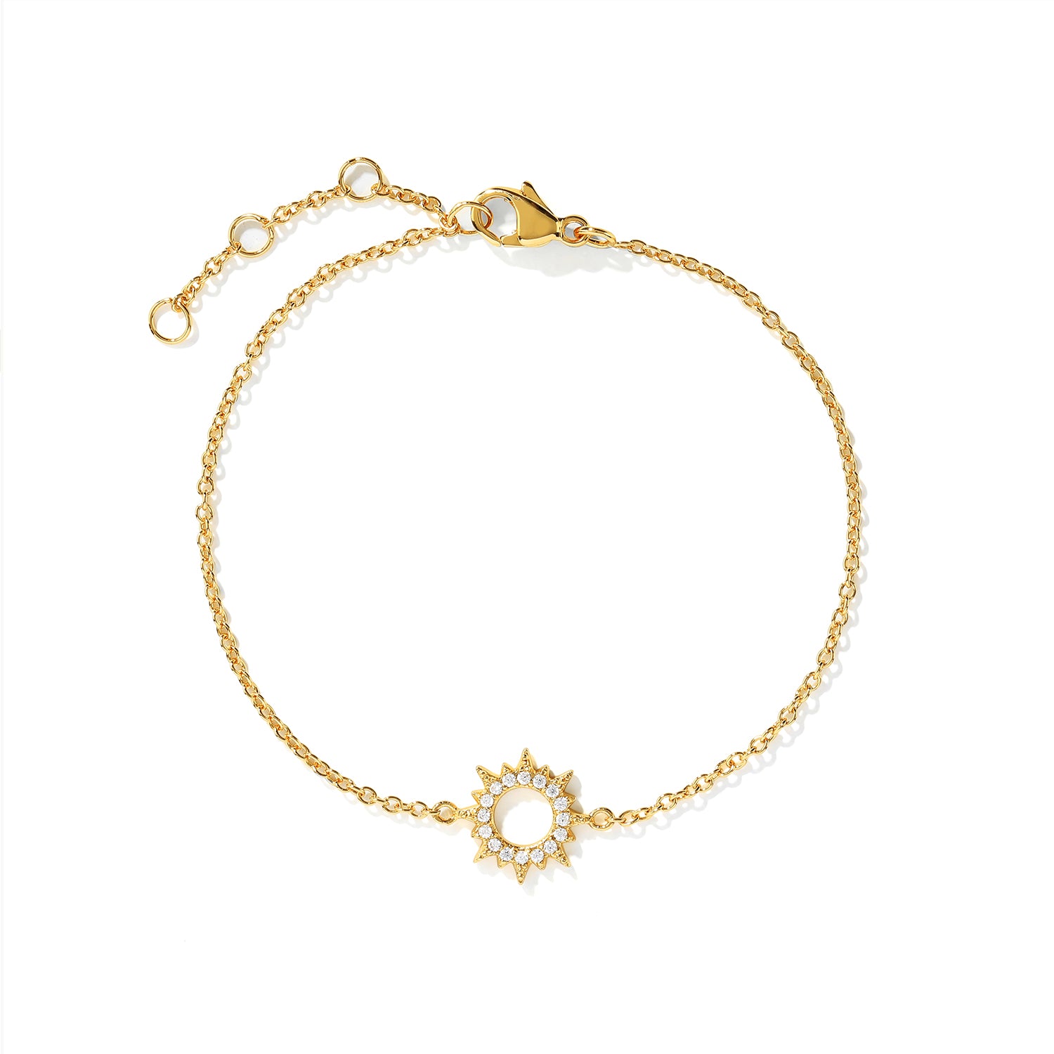 Elegant and dainty bracelet. Gold bracelet set with cubic zirconia stones.