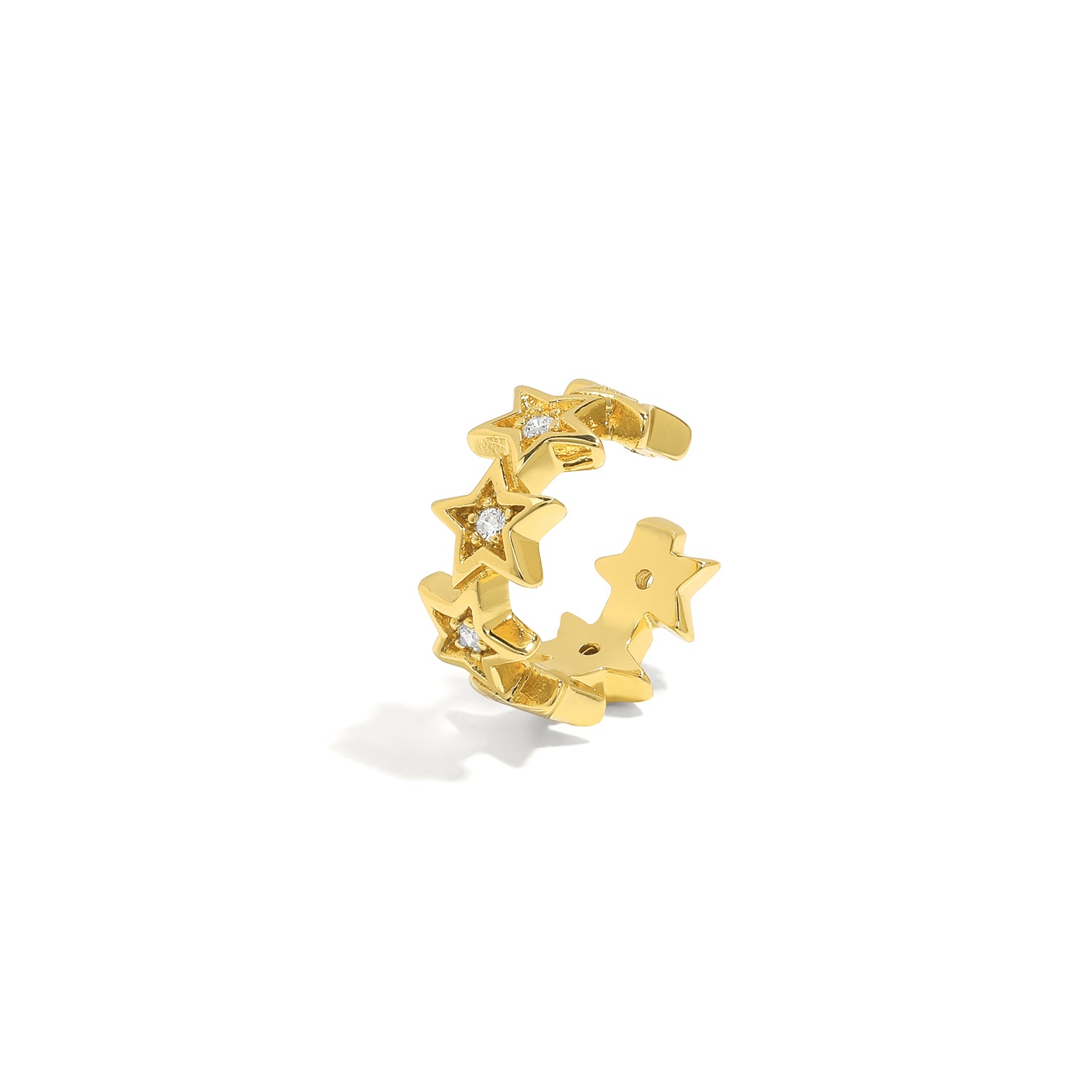 Elegant and statement ear cuff. Gold cuff set with cubic zirconia stones.