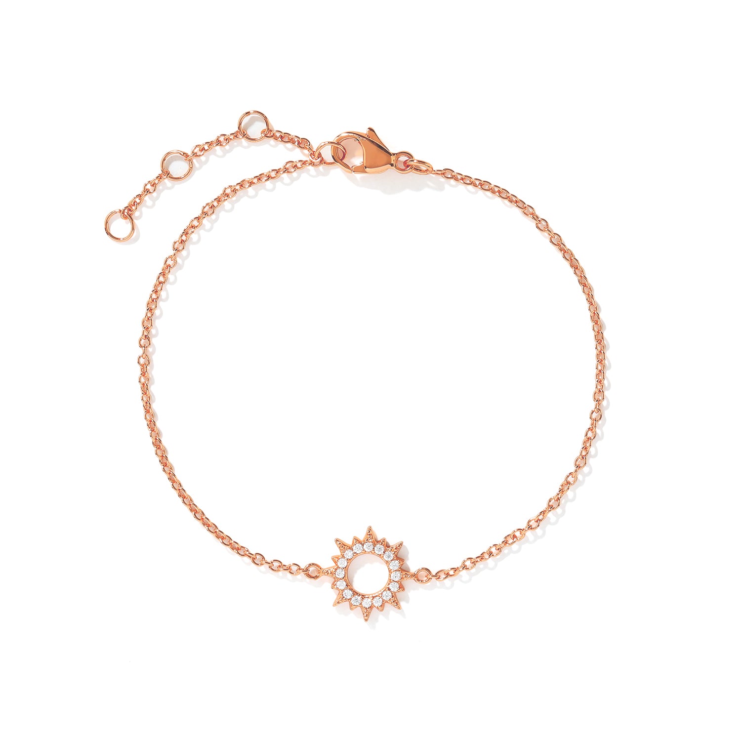 Elegant and dainty bracelet. Rose gold bracelet set with cubic zirconia stones.
