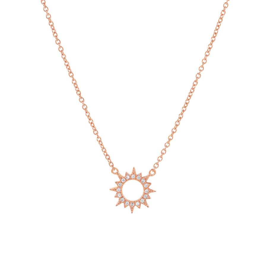 Elegant and dainty necklace. Rose gold necklace set with cubic zirconia stones.