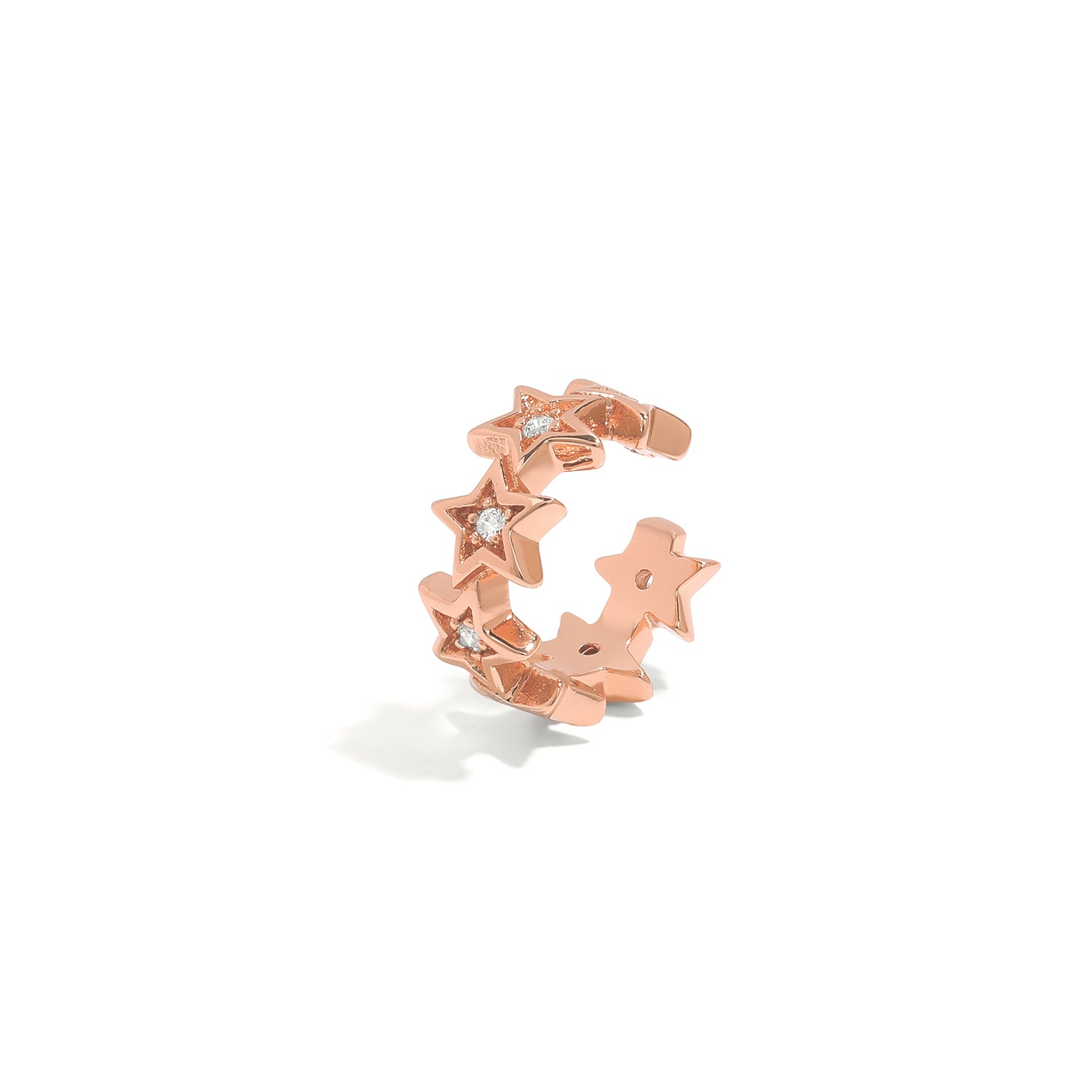 Elegant and statement ear cuff. Rose gold cuff set with cubic zirconia stones.