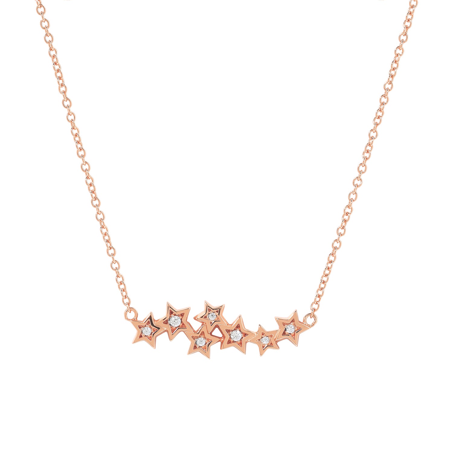 Elegant and dainty necklace. Rose gold necklace set with cubic zirconia stones.