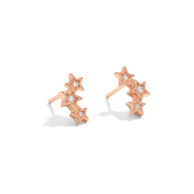 Elegant and dainty studs. Rose gold earrings set with cubic zirconia stones.