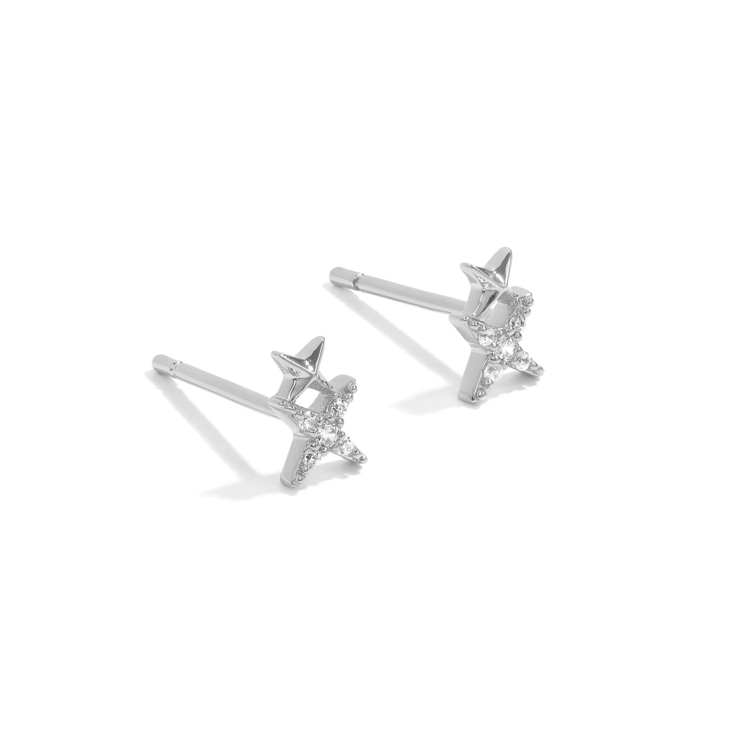 Simple and dainty studs. 925 silver earrings set with cubic zirconia stones.