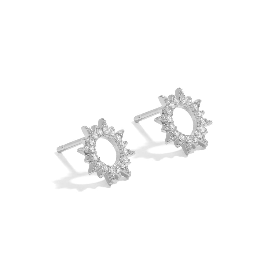Elegant and statement studs. 925 silver earrings set with cubic zirconia stones.
