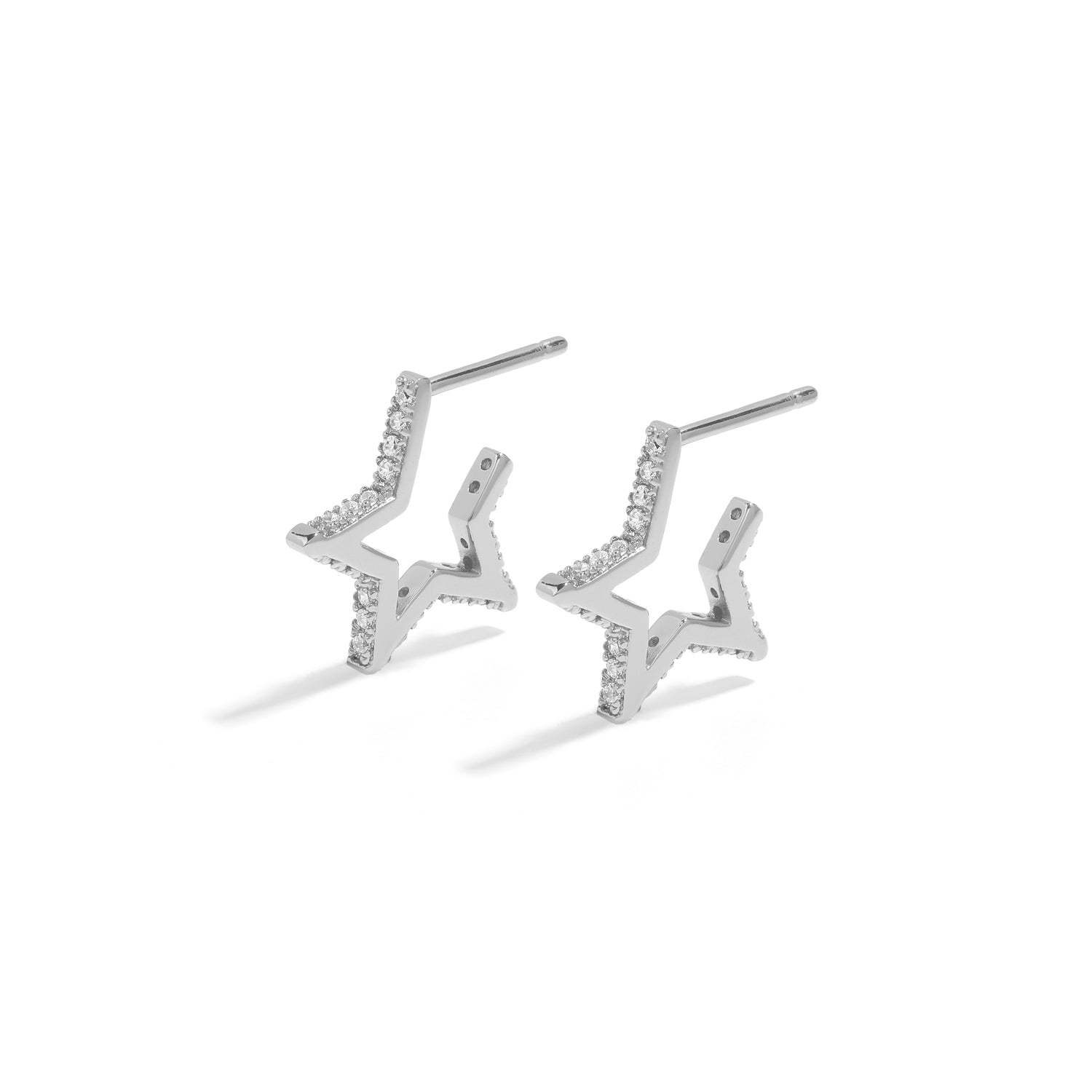 Elegant and statement studs. 925 silver hoop earrings set with cubic zirconia stones.