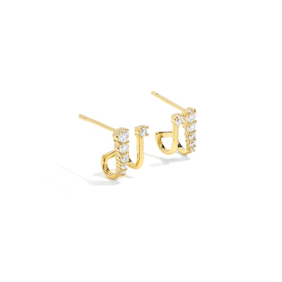 Bold and classy earrings. Gold stud hoops with cubic zircona stones