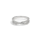 Elegant and minimalist ring. 925 silver double ring set with cubic zircona stones