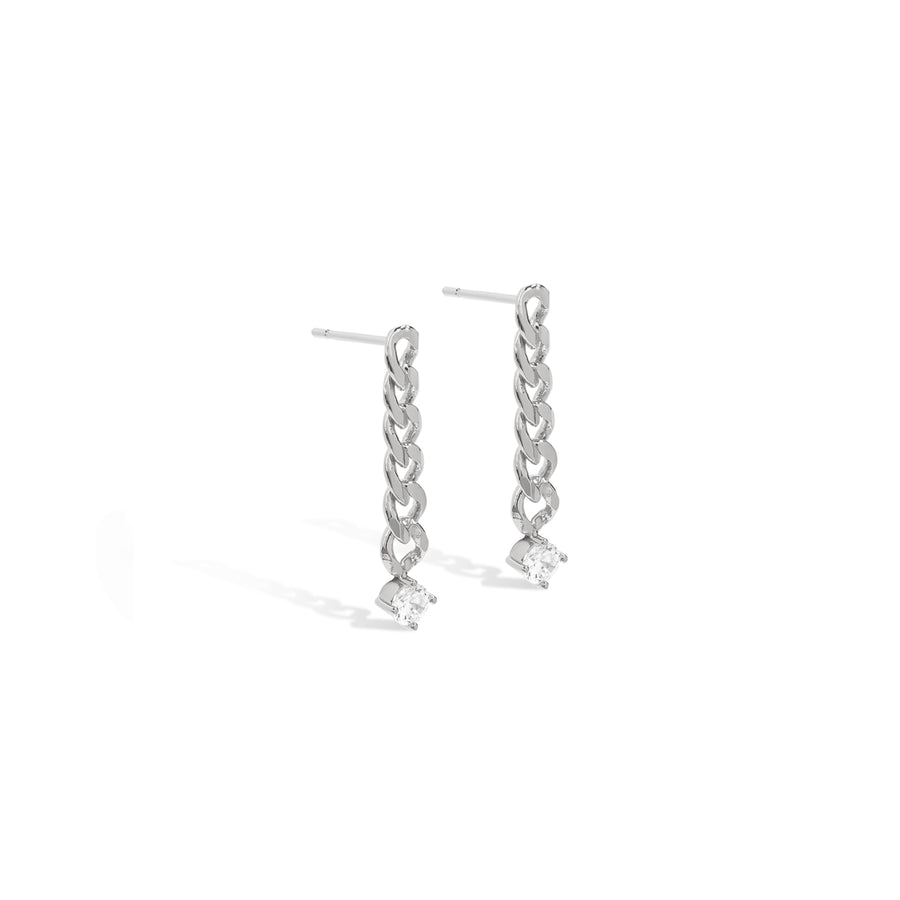 Elegant and bold earrings. 925 silver drop earrings with cubic zircona stones