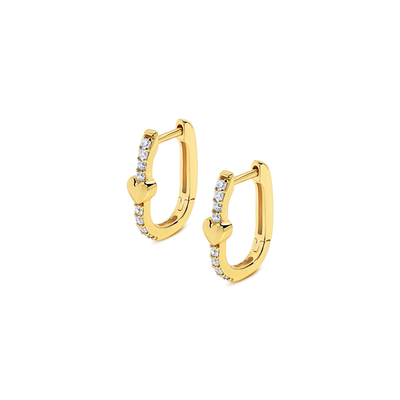 Charming dainty huggies in gold with cubic zirconia.