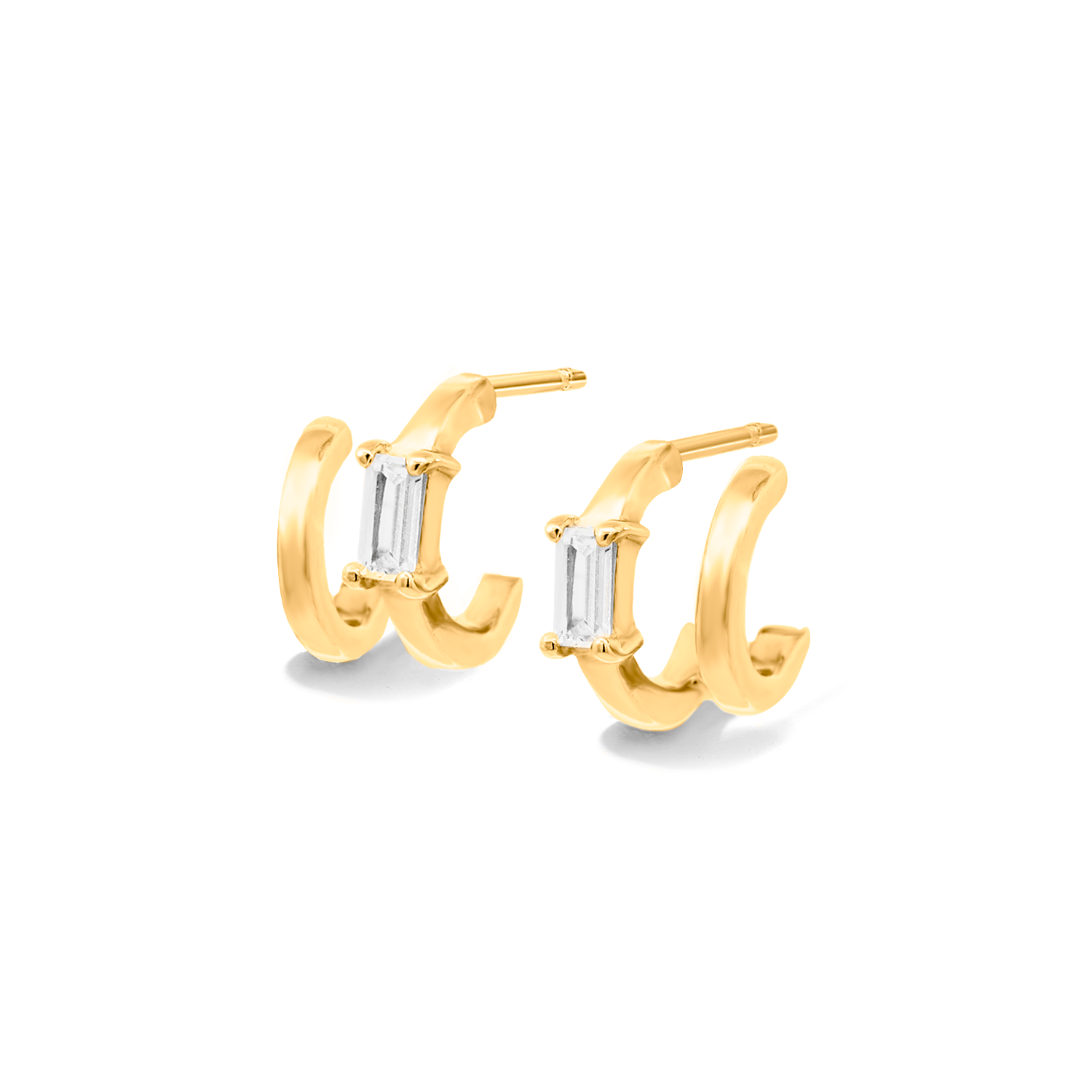Dainty and minimalist huggies in gold with cubic zirconia