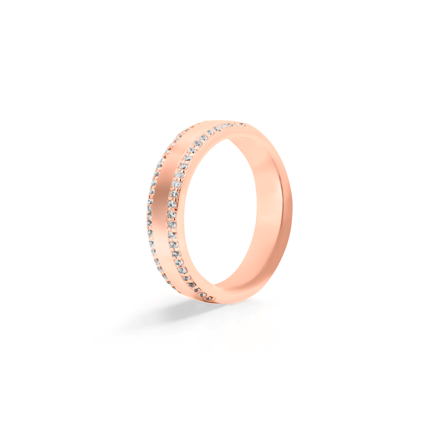Classic and elegant ring in rose gold with cubic zirconia.