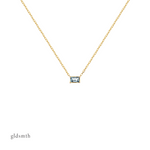 Precious and delicate hand crafted 10k solid gold necklace with blue topaz.