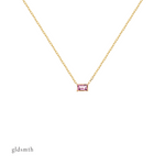 Precious and delicate hand crafted 10k solid gold necklace with pink tourmaline.