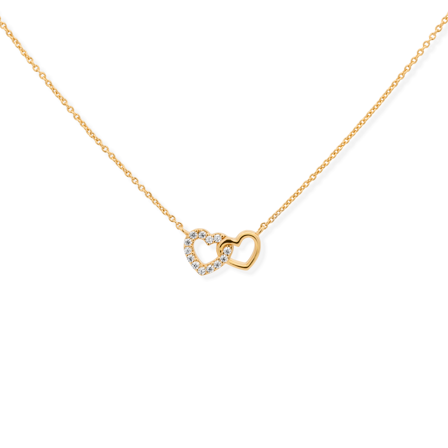 Elegant and dainty necklace with cubic zirconia stones in gold.