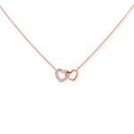 Elegant and dainty necklace with cubic zirconia stones in rose gold.