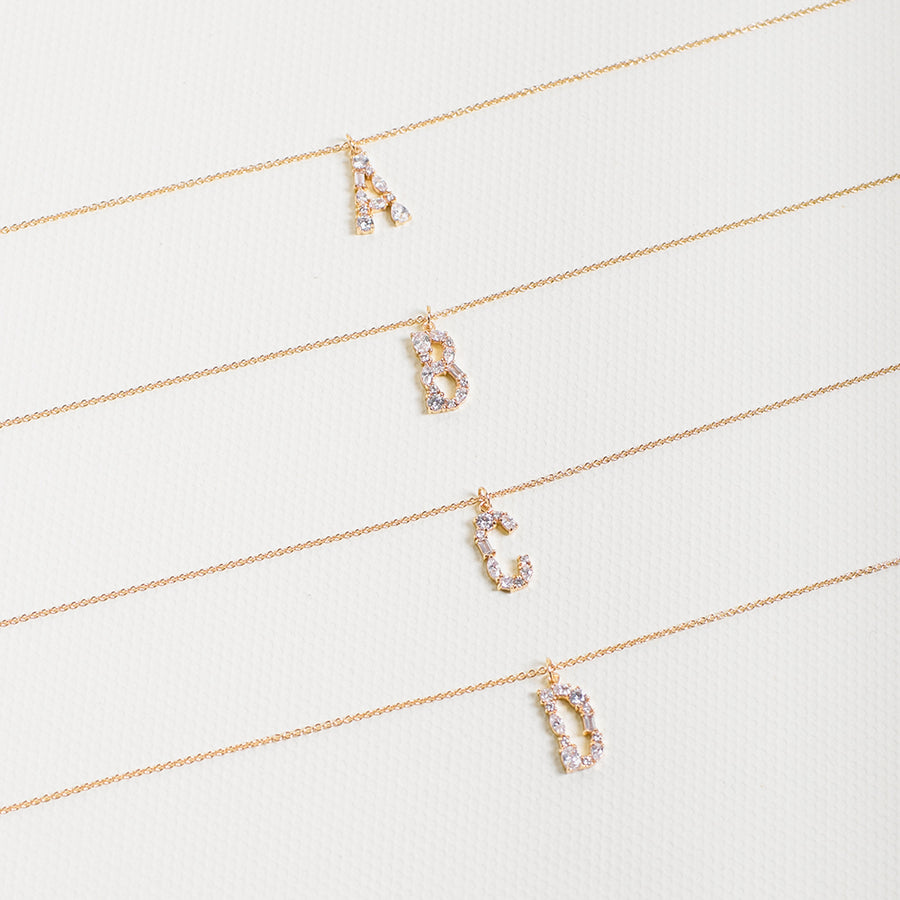 Gold Initial Cubic Necklace
