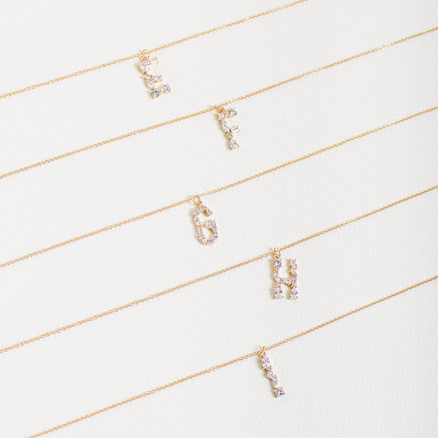 Gold Initial Cubic Necklace