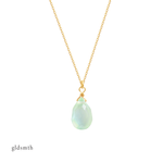 Fine and delicate handcrafted 10k solid gold necklace with prehnite