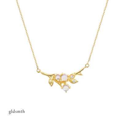Dainty and fine necklace. Handcrafted 10k solid gold necklace with conflict-free diamonds and opals.