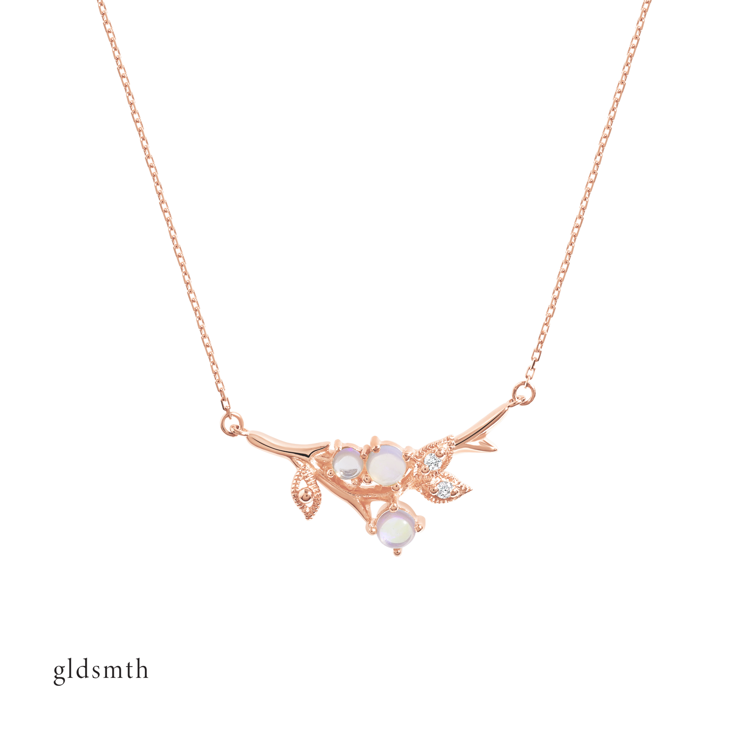 Dainty and fine necklace. Handcrafted 10k solid rose gold necklace with conflict-free diamonds and opals.
