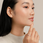 Model wears elegant and classy double ring set with cubic zirconia in 925 Silver.