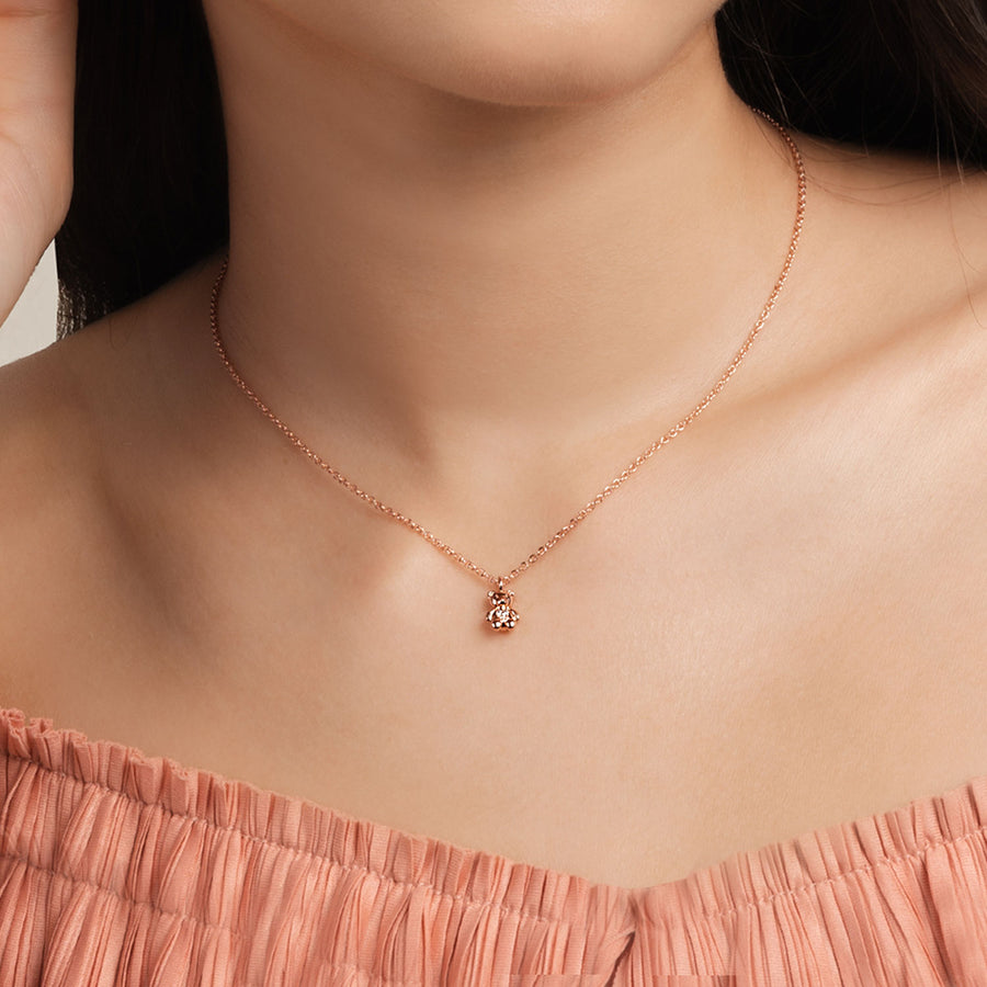 Rose Gold Teddy Cubic Necklace
